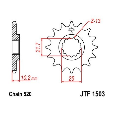 Piñon JT 1503 de acero con 12 dientes