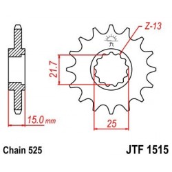 Piñon JT 1515 de acero con 15 dientes