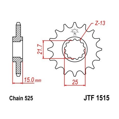 Piñon JT 1515 de acero con 15 dientes