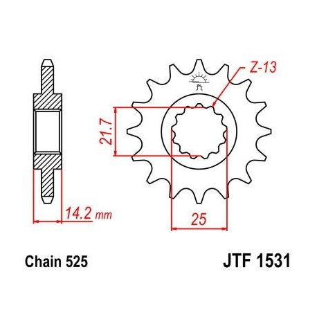 Piñon JT 1531 de acero con 15 dientes