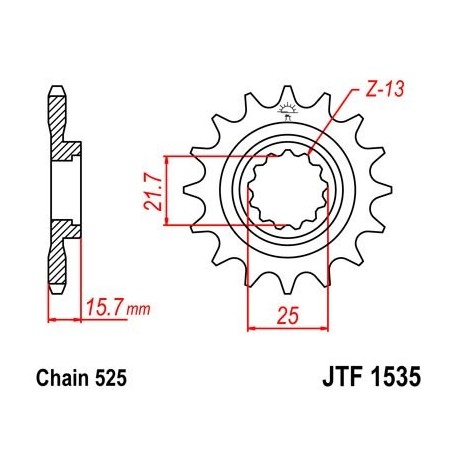 Piñon JT 1535 de acero con 15 dientes