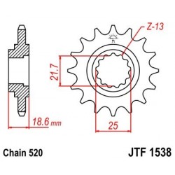 Piñon JT 1538 de acero con 15 dientes