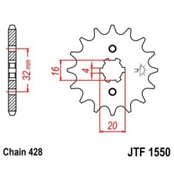 Piñon JT 1550 de acero con 14 dientes