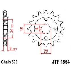 Piñon JT 1554 de acero con 13 dientes