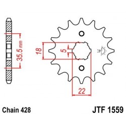 Piñon JT 1559 de acero con 14 dientes