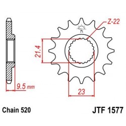 Piñon JT 1577 de acero con 15 dientes