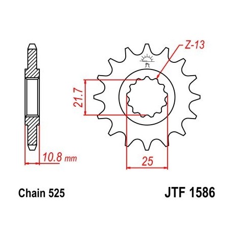 Piñon JT 1586 de acero con 16 dientes