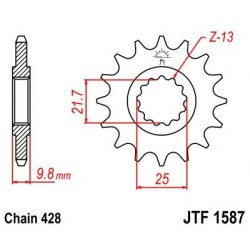 Piñon JT 1587 de acero con 20 dientes