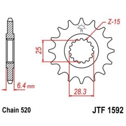 Piñon JT 1592 de acero con 14 dientes