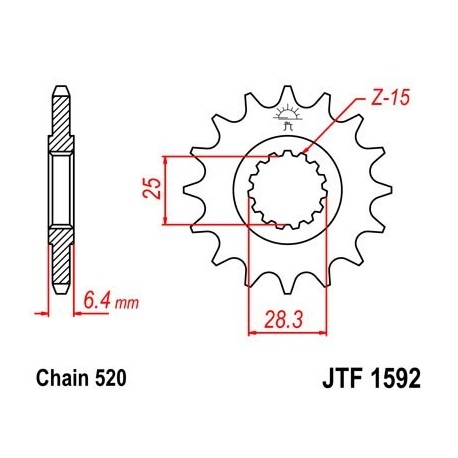 Piñon JT 1592 de acero con 14 dientes