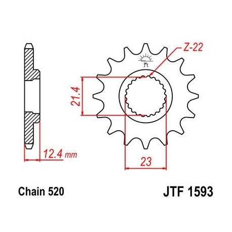 Piñon JT 1593 de acero con 14 dientes