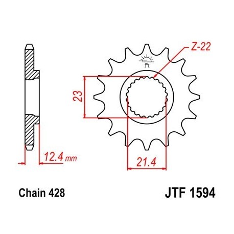 Piñon JT 1594 de acero con 15 dientes