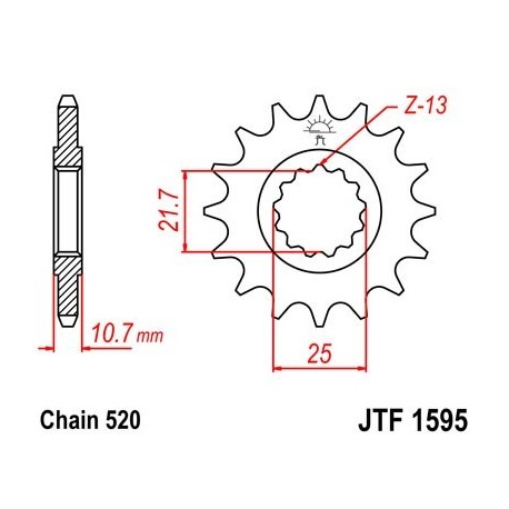 Piñon JT 1595 de acero con 16 dientes