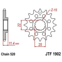 Piñon JT 1902 de acero con 14 dientes