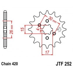 Piñon JT 252 de acero con 13 dientes