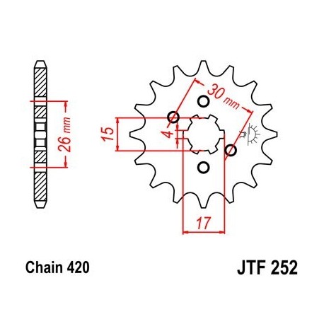 Piñon JT 252 de acero con 13 dientes