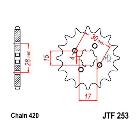 Piñon JT 253 de acero con 13 dientes