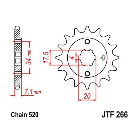 Piñon JT 266 de acero con 13 dientes