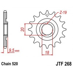 Piñon JT 268 de acero con 13 dientes