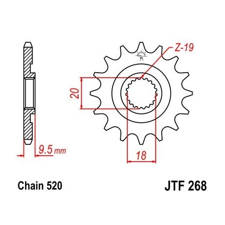 Piñon JT 268 de acero con 13 dientes