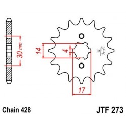 Piñon JT 273 de acero con 14 dientes