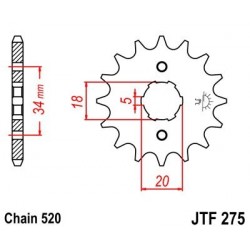 Piñon JT 275 de acero con 15 dientes