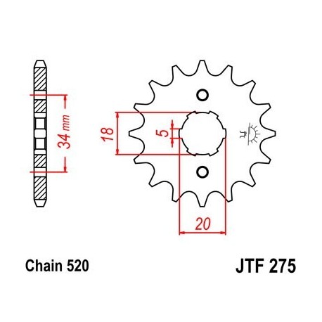 Piñon JT 275 de acero con 15 dientes