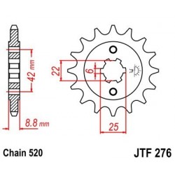 Piñon JT 276 de acero con 16 dientes