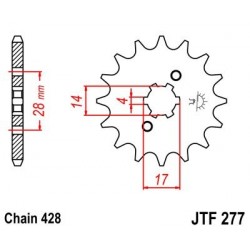 Piñon JT 277 de acero con 13 dientes