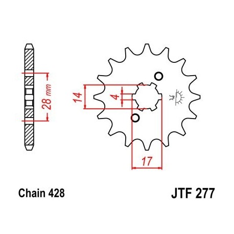 Piñon JT 277 de acero con 13 dientes