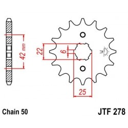 Piñon JT 278 de acero con 15 dientes