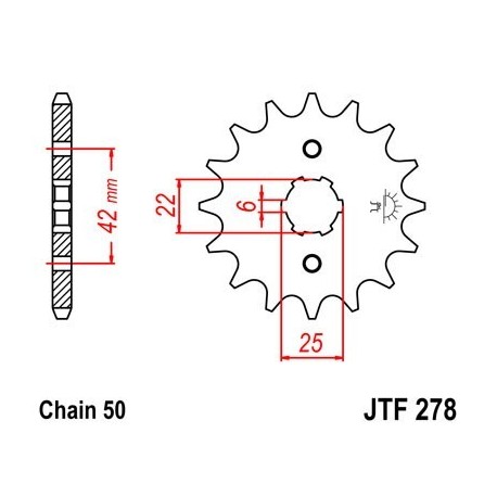 Piñon JT 278 de acero con 15 dientes
