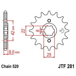 Piñon JT 281 de acero con 13 dientes