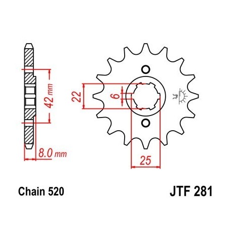 Piñon JT 281 de acero con 13 dientes
