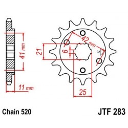 Piñon JT 283 de acero con 14 dientes