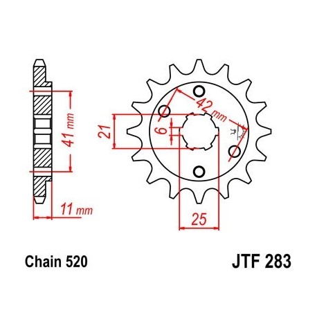 Piñon JT 283 de acero con 14 dientes