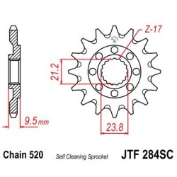 Piñon JT 284SC  autolimpiable de acero con 13 dientes