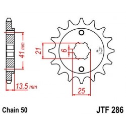 Piñon JT 286 de acero con 15 dientes