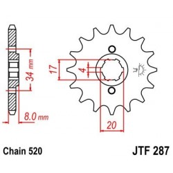 Piñon JT 287 de acero con 13 dientes