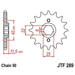 Piñon JT 289 de acero con 15 dientes