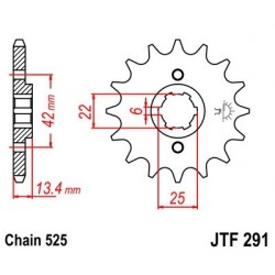Piñon JT 291 de acero con 15 dientes