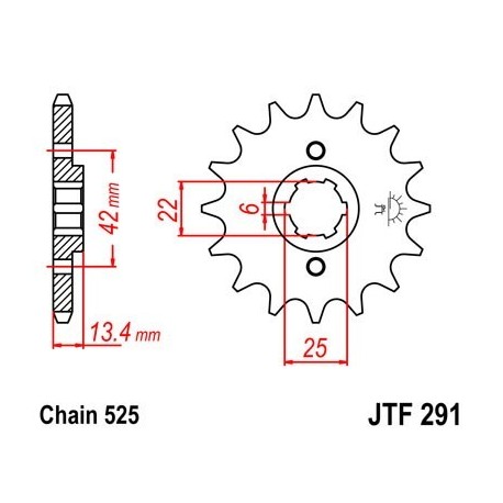 Piñon JT 291 de acero con 16 dientes