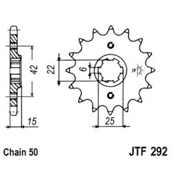 Piñon JT 292 de acero con 16 dientes