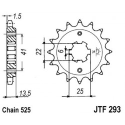 Piñon JT 293 de acero con 15 dientes