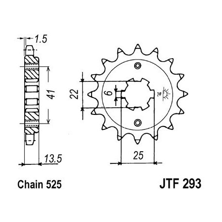 Piñon JT 293 de acero con 16 dientes
