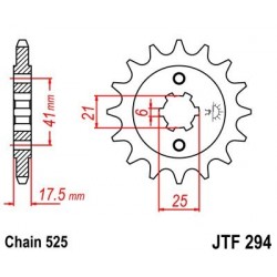 Piñon JT 294 de acero con 15 dientes