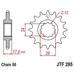 Piñon JT 295 de acero con 15 dientes