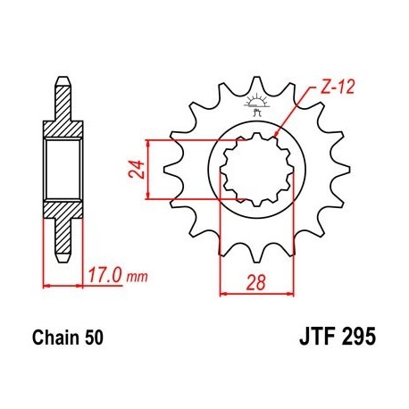 Piñon JT 295 de acero con 15 dientes