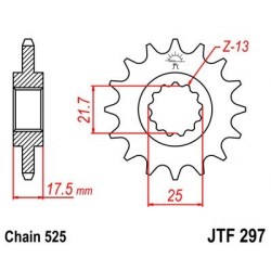 Piñon JT 297 de acero con 15 dientes