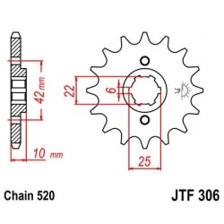 Piñon JT 306 de acero con 15 dientes
